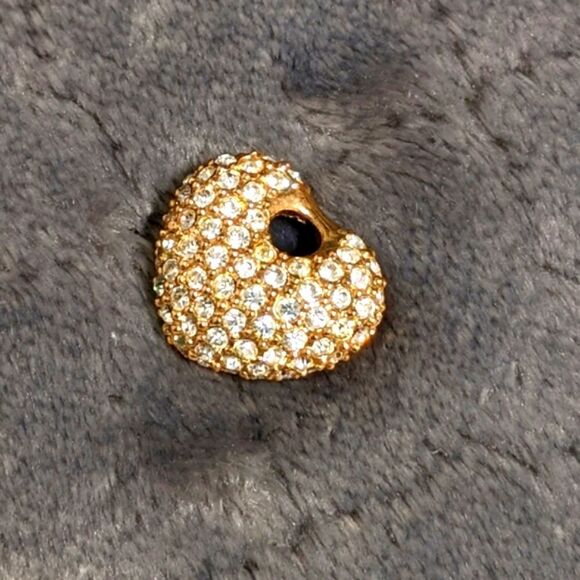 Vintage "Roman Brand" Goldtone and Rhinestone Heart Pendant - Picture 2 of 7